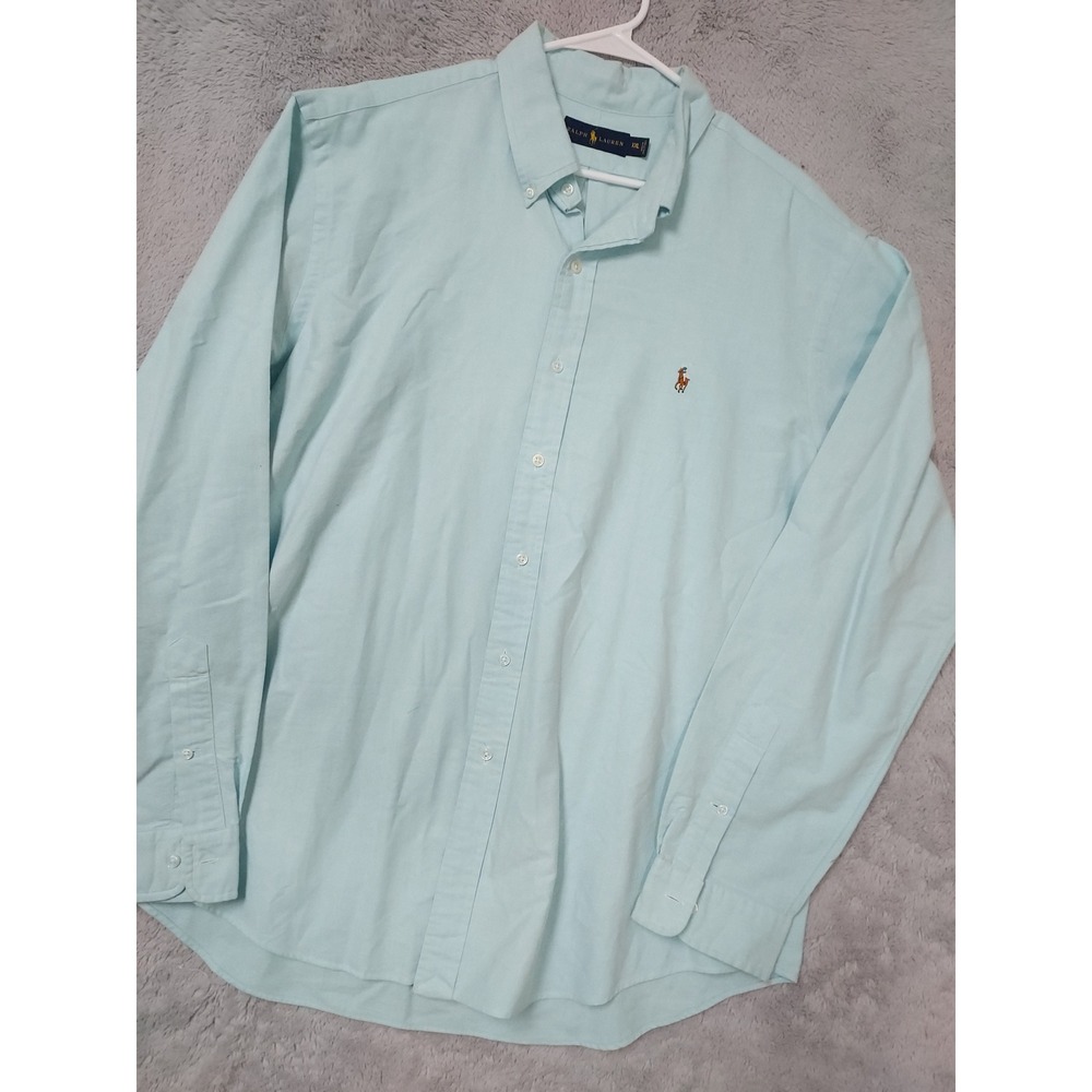 Polo Ralph Lauren Shirt Mens XXL Flesh Pony Chambray Oxford Turquoise Preppy 2XL
